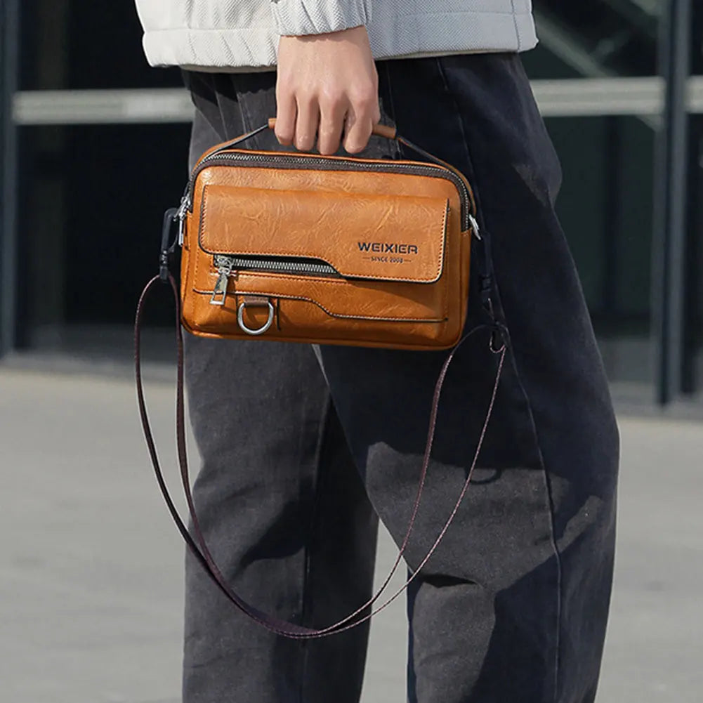 Men's Bag,Versatile Stylish Satchel Bag,PU Leather Waterproof Elegant Cross-body Satchel Bag,For Business Casual Daily Commute