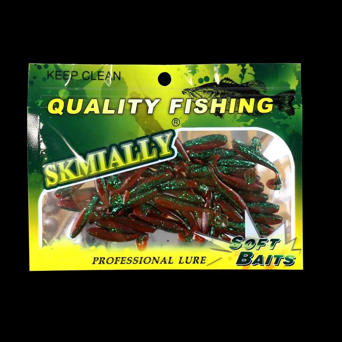 50pcs Mini Soft Fishing Lures, T-tail Worm Lure, Silicone Artificial Bait, Bass Pike Fishing Tackle
