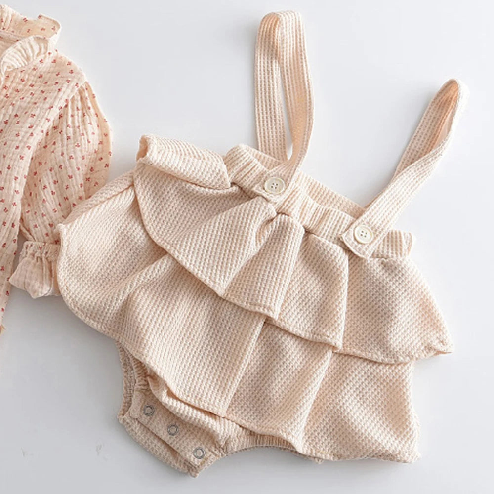 New Baby Girl Clothes 0 to 3 6 9 12 18 24 Months Cotton Set Long Sleeve Toddler Girls Outfits Floral Ruffles Shirts Romper Dress