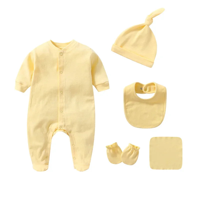 Baby boys rompers Cotton Solid newborn Baby Clothing Mittens Hats Socks Kids Outfits Toddler Custome