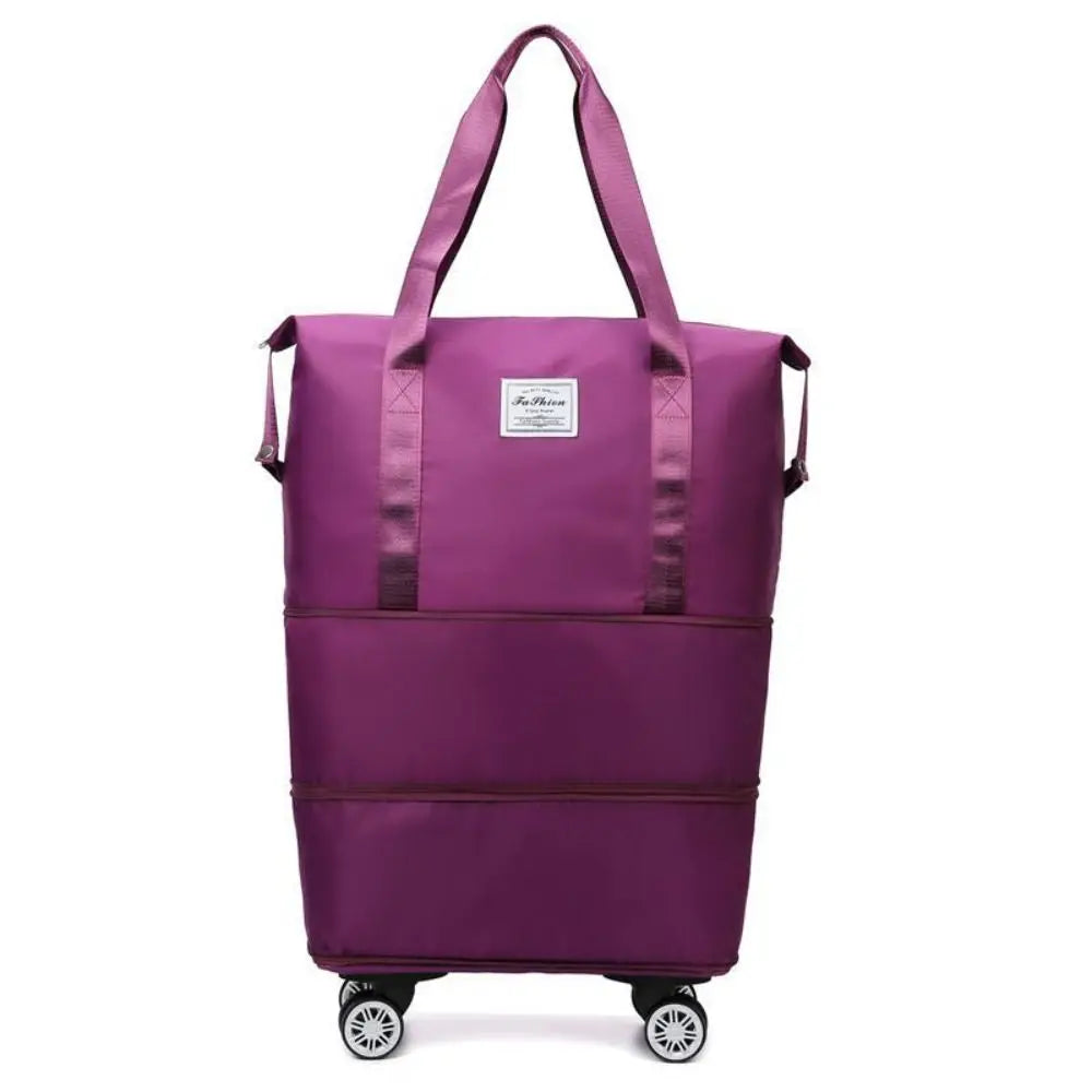 Travel Trolley Luggage Storage Bag With Wheels Waterproof Pulley Portable Collapsible Expandable Fashion Large Capacity Clothes