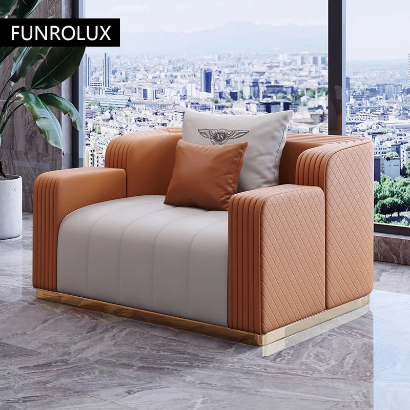 Light Luxury Leather Sofa Combination Modern Minimalist Design High-End Three Or Four People Sofa Living Room Furniture