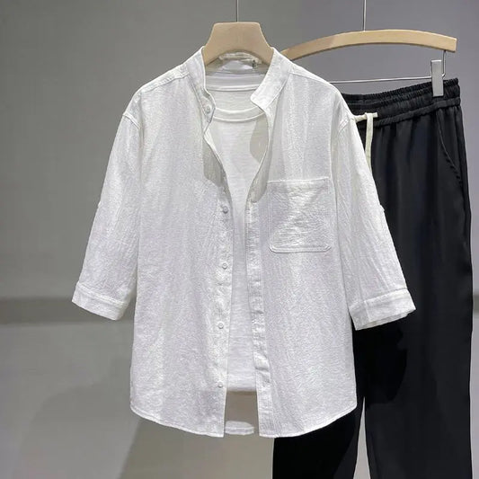 Men's Clothing Summer Linen Sun Protection Shirt Jacket Lightweight Breathable UV-Resistant Casual Outdoor Wear Fashionable