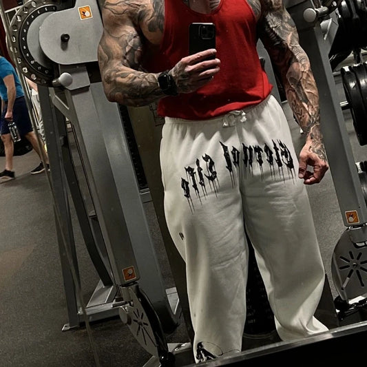 American Men's Clothing Spring and Autumn Sports Casual Sweatpants Printed Terry Leggings Running Fitness Men's Trousers