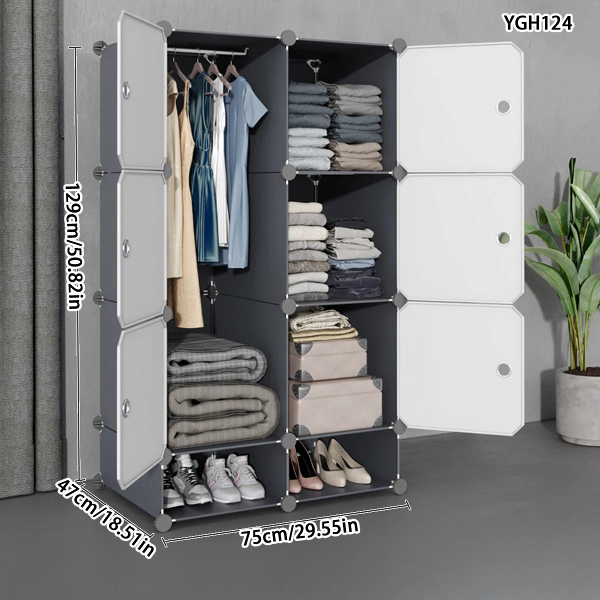 Simple Wardrobe Home Bedroom Assembly Storage Cabinet Rental Room Cloth Wardrobe Dormitory Small Storage Cabinet Strong and Durable