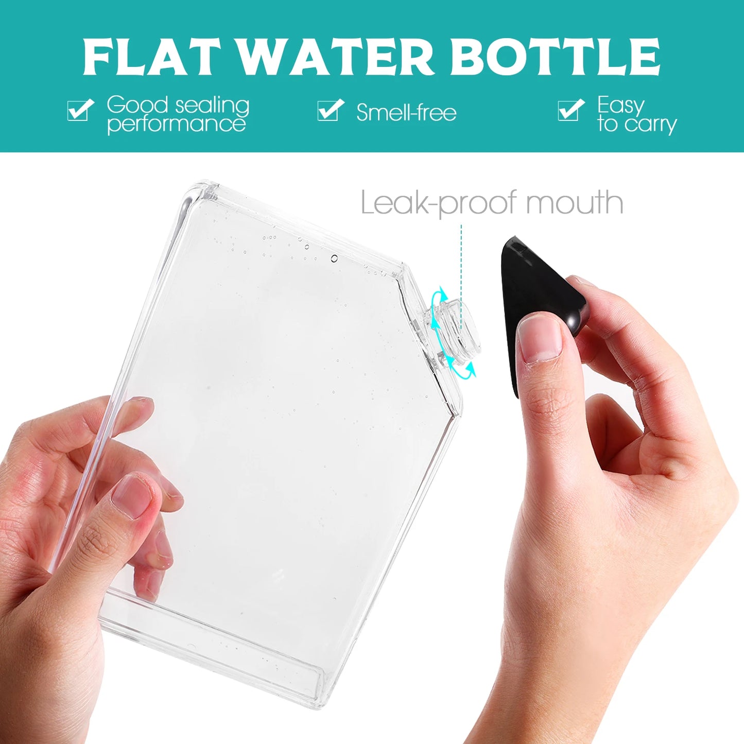 Water Bottle Flat Bottles Kettle Camping Fitness Drinking Gym Square Slim Purse Travel Outdoor Transparent Flat Water Bottle