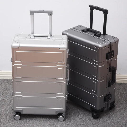 German all-aluminum luggage men women student fashion trolley suitcase metal aluminum travel luggage luxury boarding case