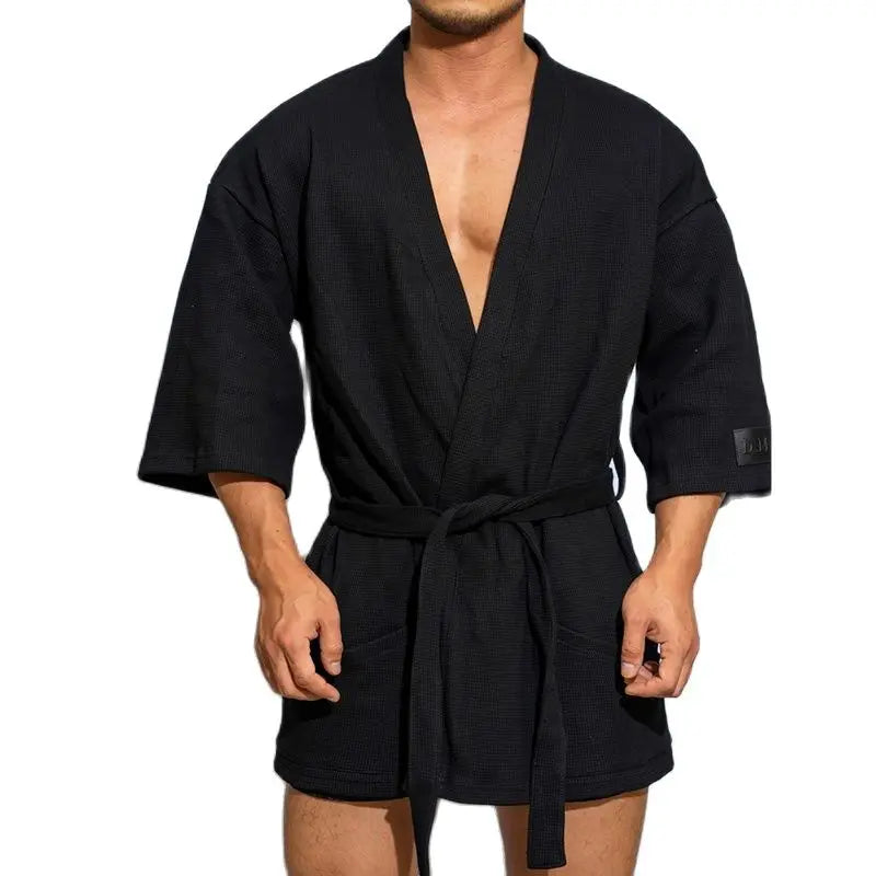 Men's Robe Bathrobe Kimono Cotton Roupao Masculino Casual Pajamas Sleepwear Sexy Ropa De Dormir Lingerie Solid Men's Clothing