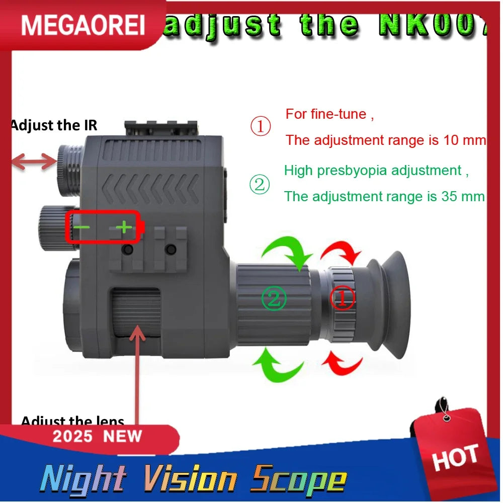 Megaorei NK007 2025 New 1080P Night Hunting Scope Binoculars Hunting Camera Scope For Fishing And Hunting