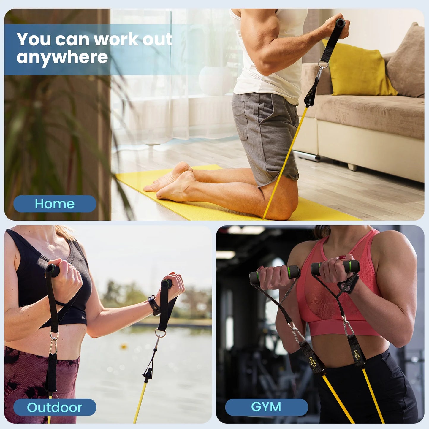 12pcs/Set Pull RopeChest Expander,Resistance Bands, Ankle Strap, Portable Fitness Equipment,