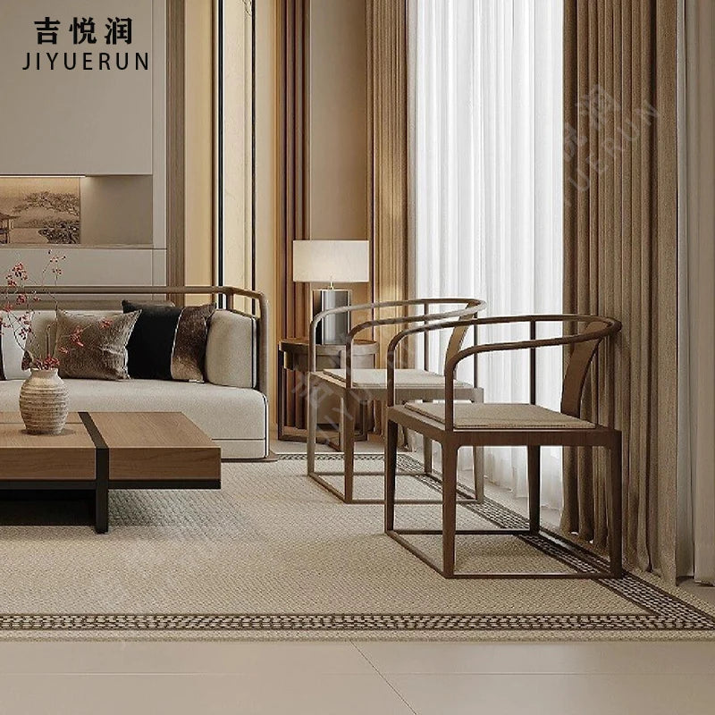 Sofa combination villa living room Zen club box reception room New Chinese solid wood furniture