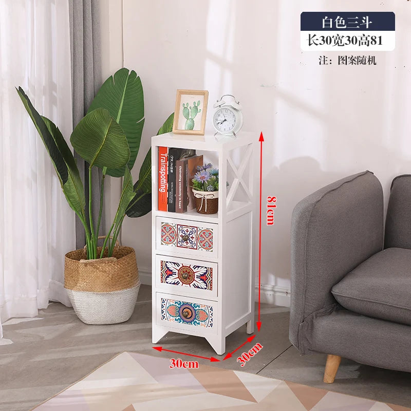 Narrow Storage Cabinet  American Style Solid Wood Storage Rack Large Capacity Multi-layer Storage Organizer Home Furniture