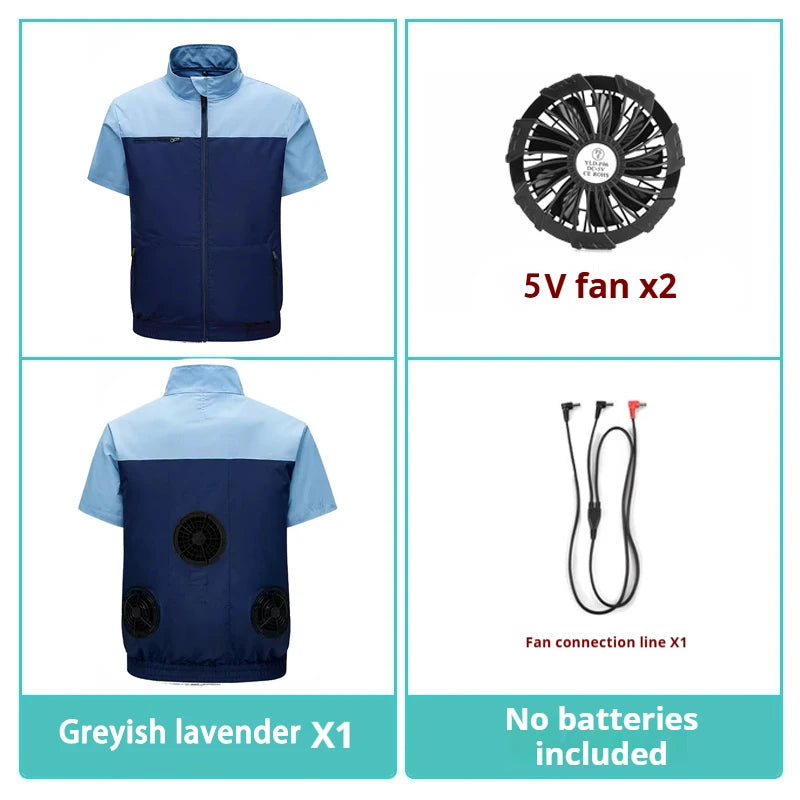 Heat-proof and Cooling Air-conditioning Clothing for Men and Women, Comfortable Short-sleeved Jacket with Retractable