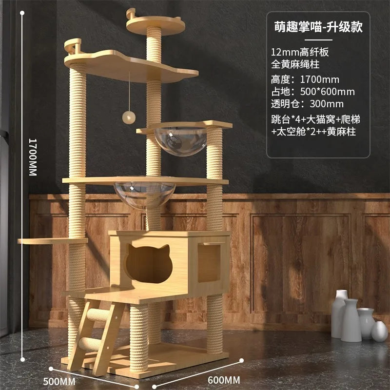 Tree Tower House for Large Cats, Claws, Sofa Protection, Cats with Scrapers, Wooden Cat Scratcher, Beds and Furniture