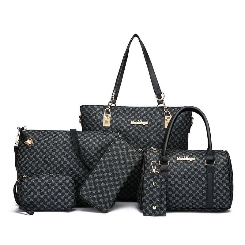 Women's Bag Fashion Six Pieces Set Mother Bag Handbag Shoulder Crossbody Foreign Trade Women's Bag Clutch Bag Purse