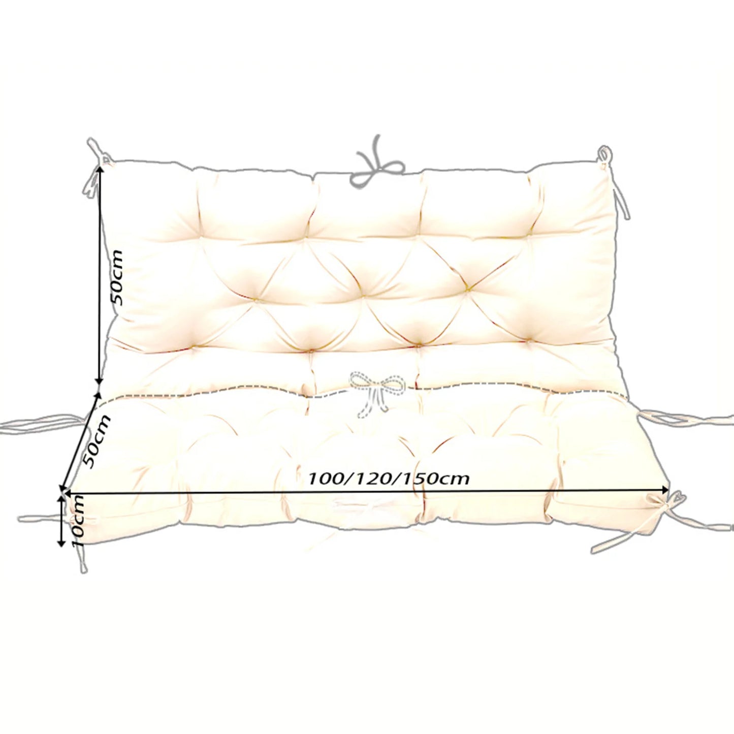 Outdoor Bench Cushions Garden Swing Seat Cushions with Backrest 2/3 Seater Replacement Cushion for Outdoor Swing Sofa Pad Settee