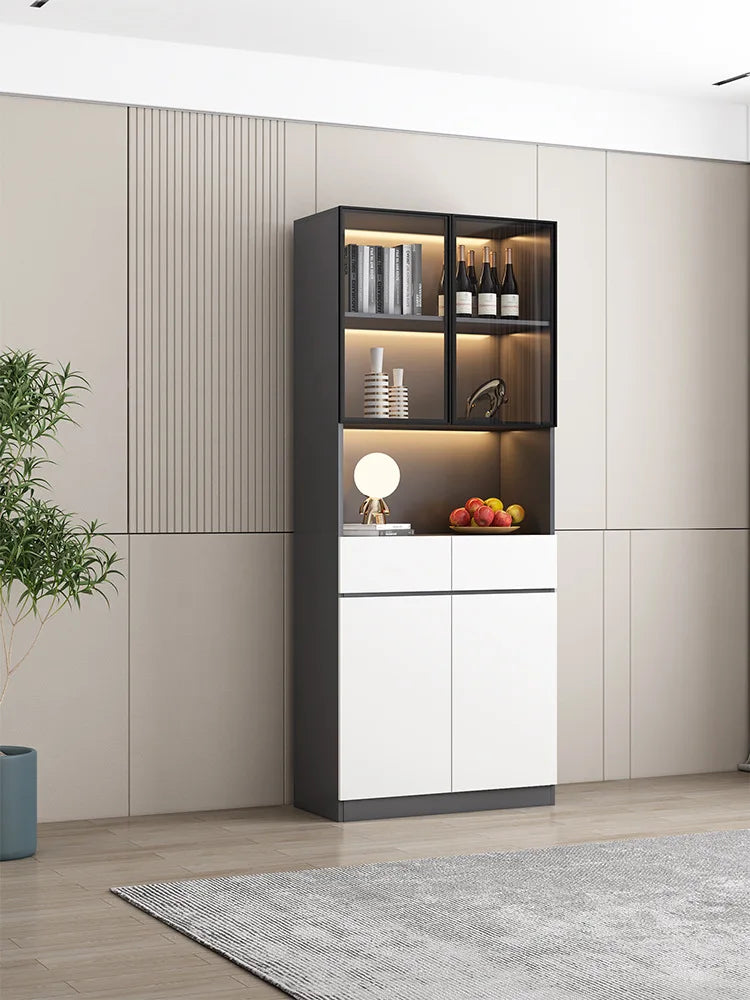 Modern simple light luxury living room storage cabinet Italian glass door wine cabinet dining room cabinet dining side
