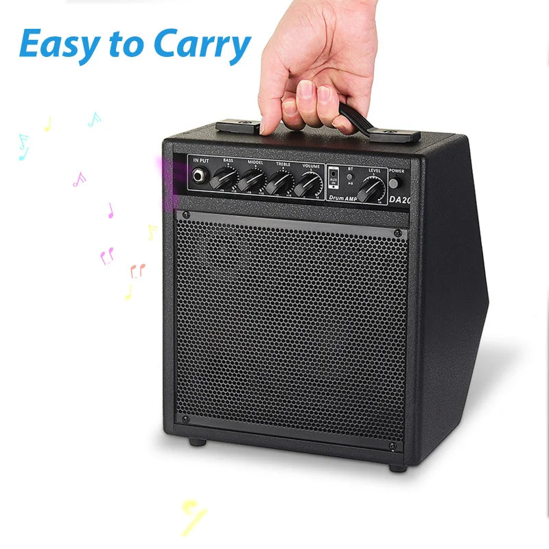 Electronic Drum Speaker 25W Portable BT Practice Drum Amplifier Speaker for Electric Drums Keyboard Wooden Guitars Home Practice