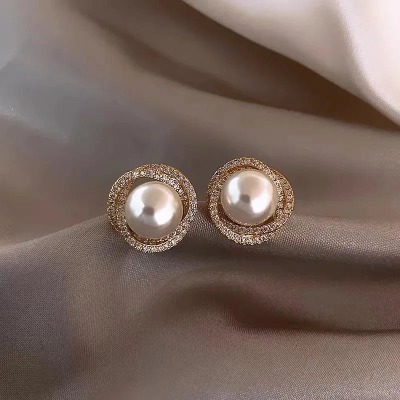 Real 18K Gold Pearl Earrings for Woman Luxury AU750 Trend Pearl Earrings  Fine Jewelry High-quality Banquet Gift