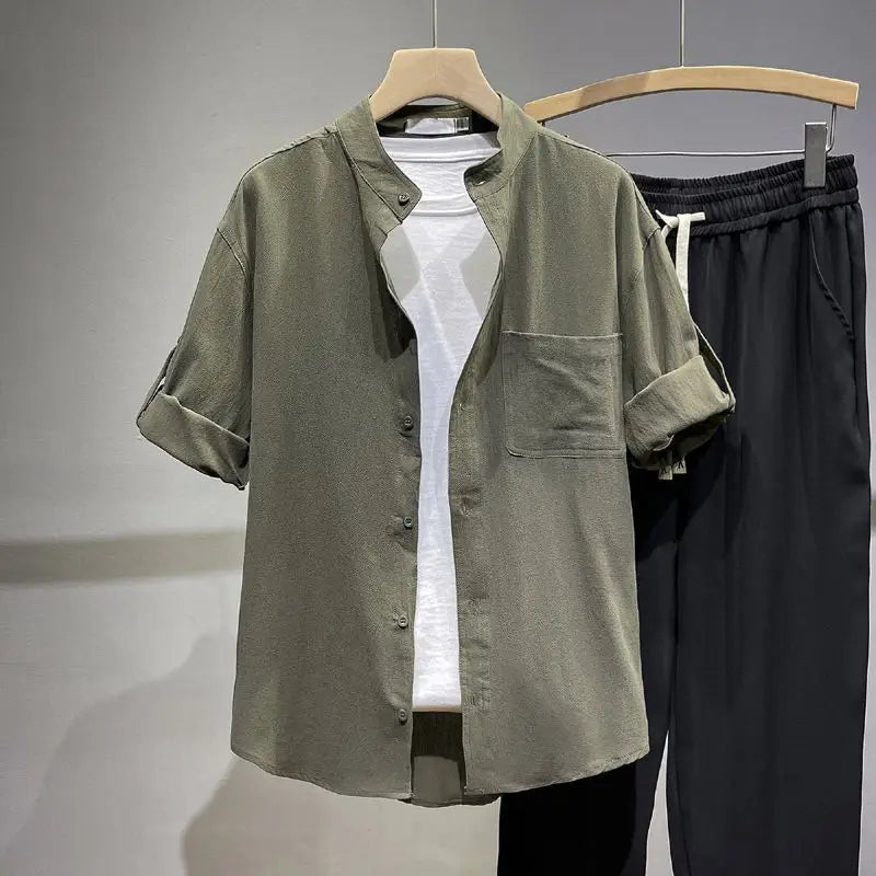 Men's Clothing Summer Linen Sun Protection Shirt Jacket Lightweight Breathable UV-Resistant Casual Outdoor Wear Fashionable