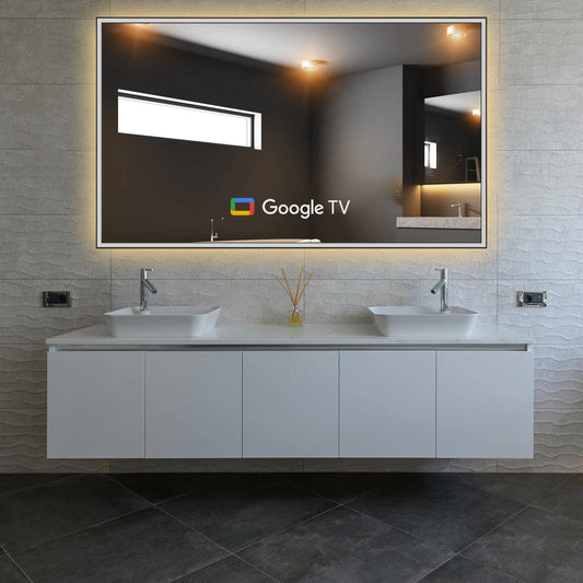 2025 Model Soulaca 43-inch 4K Ultra HD Smart Bathroom Mirror TV with LED Lights Built-in Netflix & YouTube Modern Vanity Mirror
