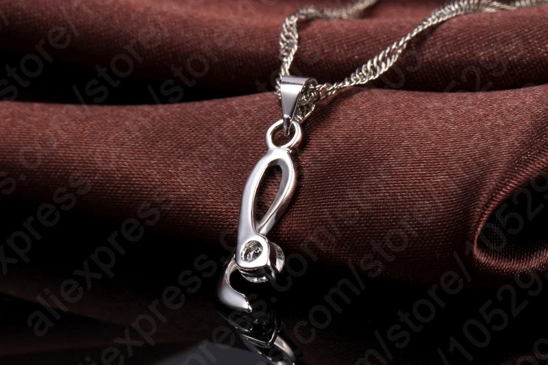 Elegant Woman 925 Sterling Silver Jewelry Clear CZ Fashion Design Pendant Necklace Woman Drop Earring Wedding Set With Box