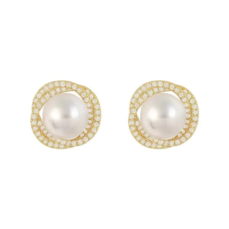 Real 18K Gold Pearl Earrings for Woman Luxury AU750 Trend Pearl Earrings  Fine Jewelry High-quality Banquet Gift