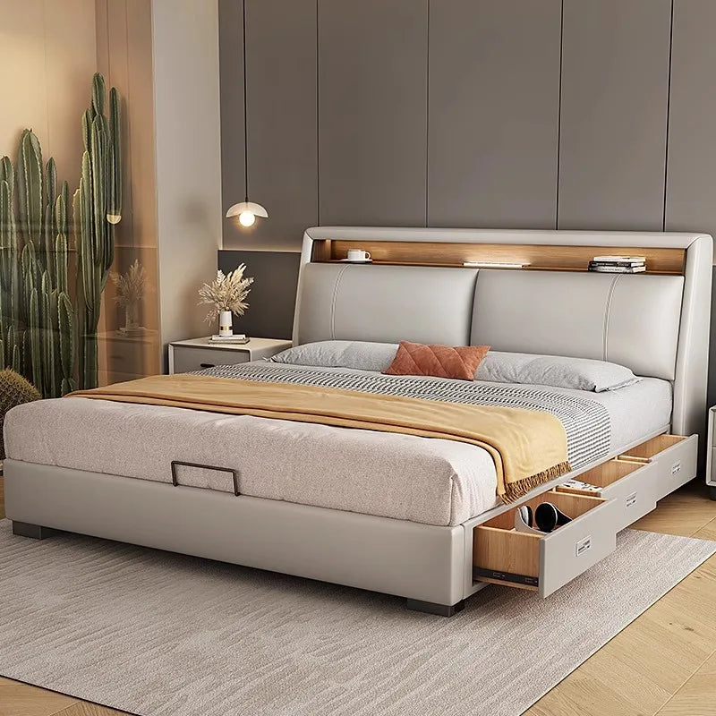 Nordic Twin Bed Unique Upholstered Headboards Luxury Bed Modern Queen Camas De Matrimonio Dormitorio Bedroom Set Furniture
