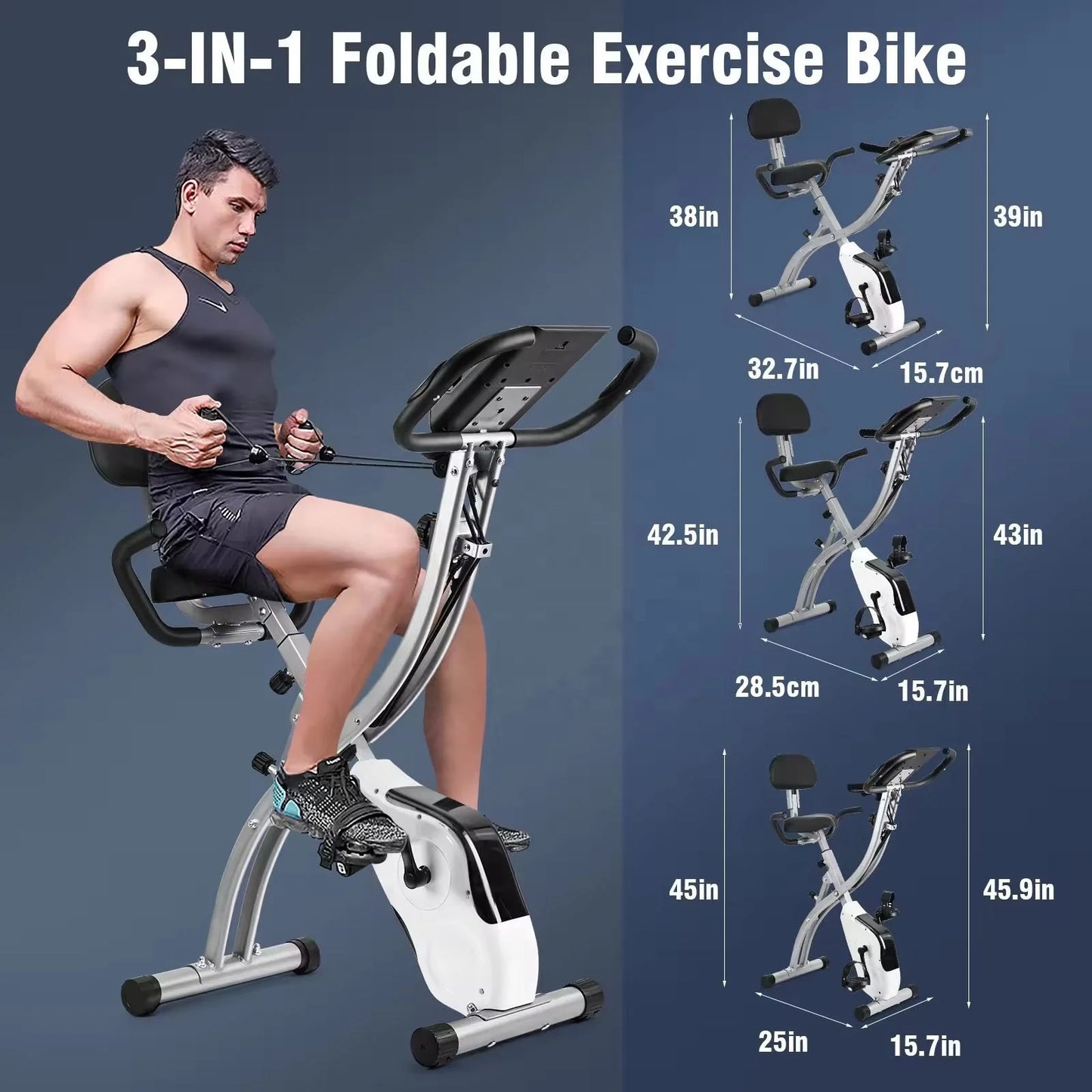 Fitness Exercise Bike 2024 Folding Magnetic Upright Stationary Bike Recumbent Exercise Bike For Adults