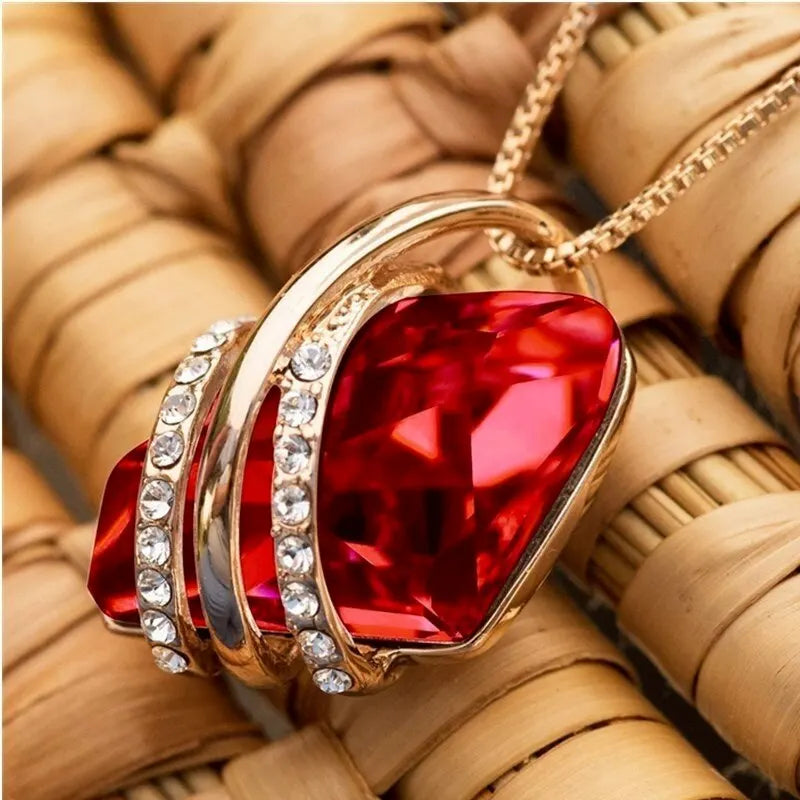 Woman Fashion Silve/Rose Gold Crystals Pendant Necklace Birthstone Zircon Necklaces Jewelry Engagement Gifts
