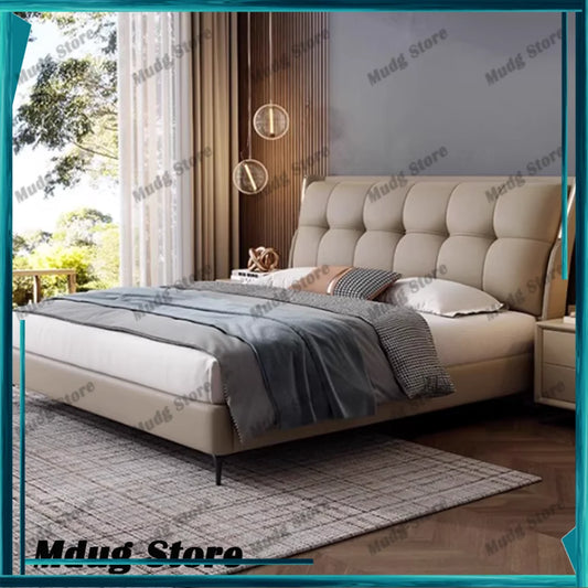 Nordic Upholstered Bed Aesthetic Modern Frame Double Bed Headboards Big Cama De Lujo Para Dormitorio Furniture Decoration