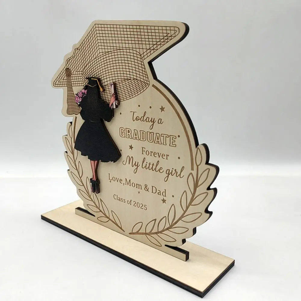 Desktop Decor Wooden Graduation Ornament Rustic Durable Home Decoration Ornament Handmade Creative Graduation Gift Festival