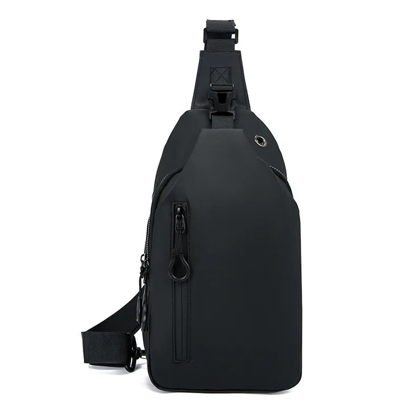 Men Bag Fashion New Solid Color Men Chest Bag Outdoor Casual Fashion One Shoulder Crossbody Bag Nylon USB Charging Shoulder Bags
