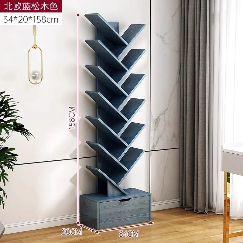 Bookshelf,Floor Standing Storage Rack,Living Room Tree Shaped Bookshelf Against The Wall,Multi-layer Narrow Seam Storage Cabinet