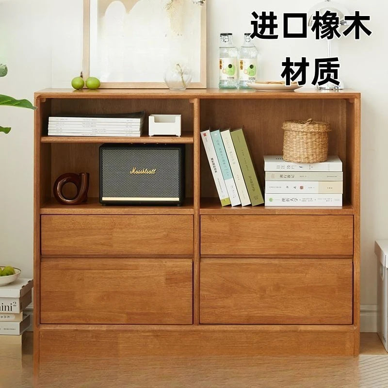 Solid wood partition bookshelf, small apartment storage cabinet, storage cabinet bookshelf, low cabinet, living room combination