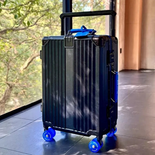 Wide Handlebar Suitcase Rolling Luggage Large Capacity Aluminum Frame Trolley Case with Colorful Silent Spinner Wheels TSA Lock