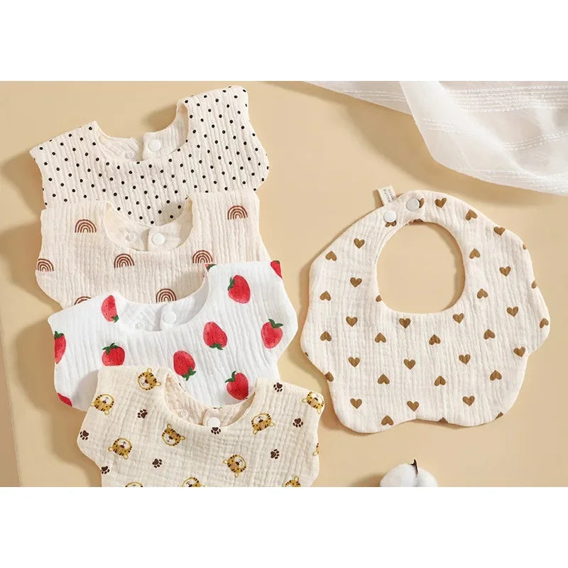 Six Layer Gauze Petal Shaped Baby Bib Pure Cotton Drool Towel Newborn Bib Baby Anti Spitting Milk Towel All Cotton