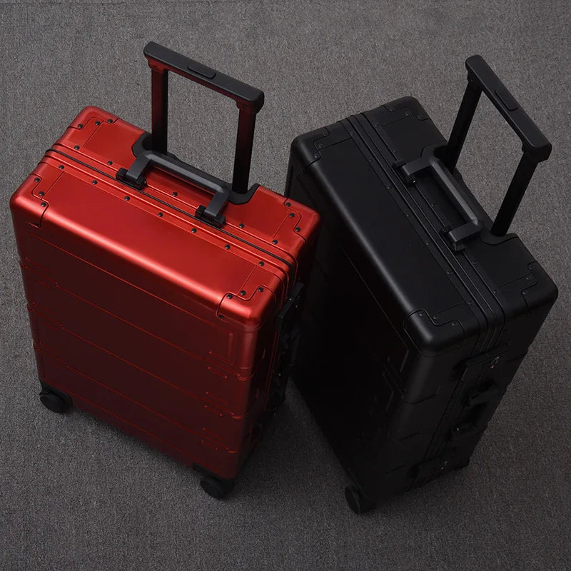 German all-aluminum luggage men women student fashion trolley suitcase metal aluminum travel luggage luxury boarding case