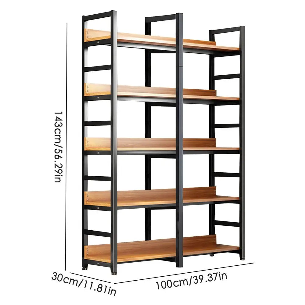 Bookcase Simple Flooring Steel Wood Multi-Layer Living Room Simple Storage Rack Home Bedroom Storage Bookcase Shelves Rack