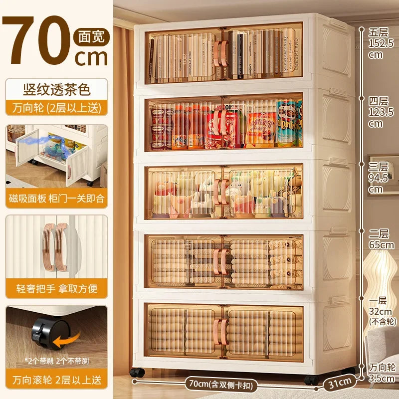 Household Wardrobe Clothes Cupboards Double Storage Cabinet Children Clothes Closet Snacks Living Room Plastic Shelves Bedroom