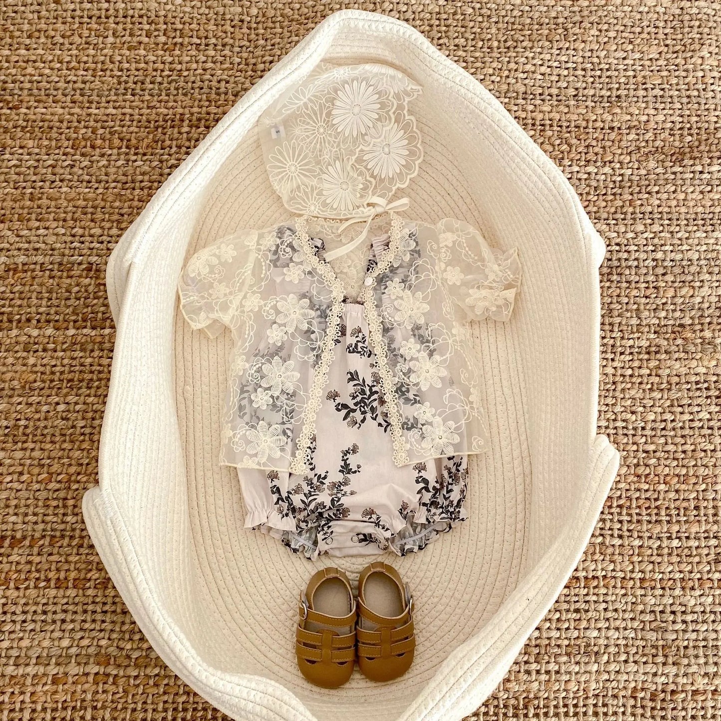 Baby Girl Summer Dress Princess Floral Bag Fart Clothe Pure Cotton Baby Clothes 0-3 Years Old Camisole Jumpsuit Crawling Clothes
