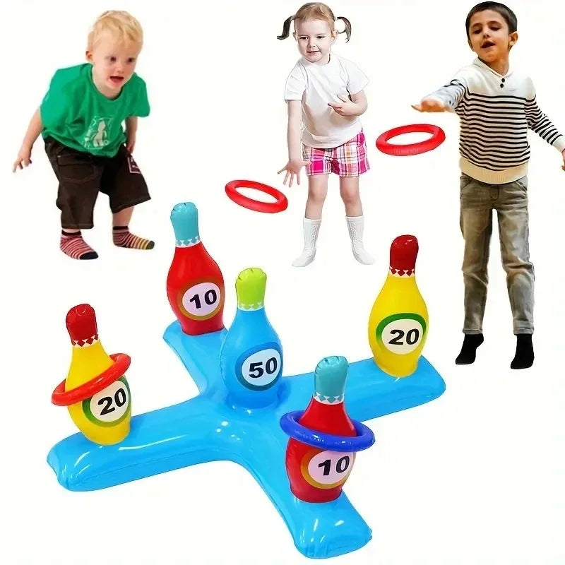 1 set of inflatable water bowling games with air pumps, swimming pools, and inflatable underwater sports suitable for swimming p
