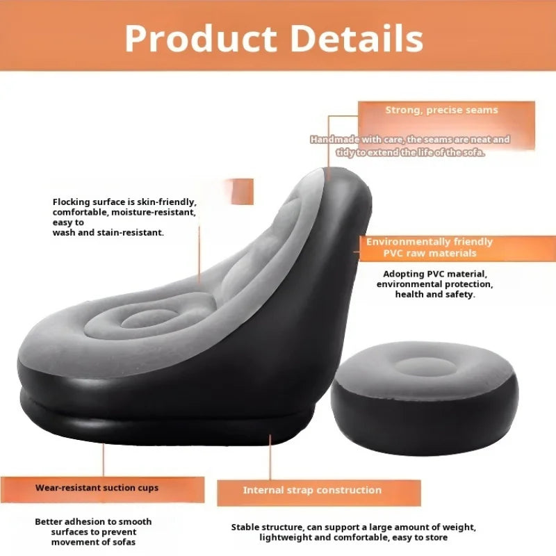 Home Light Luxury Lazy Sofa Comfortable Inflatable Single Flocking Lazy Sofa Set Portable Foldable Recliner Outdoor Sofa Air Bed