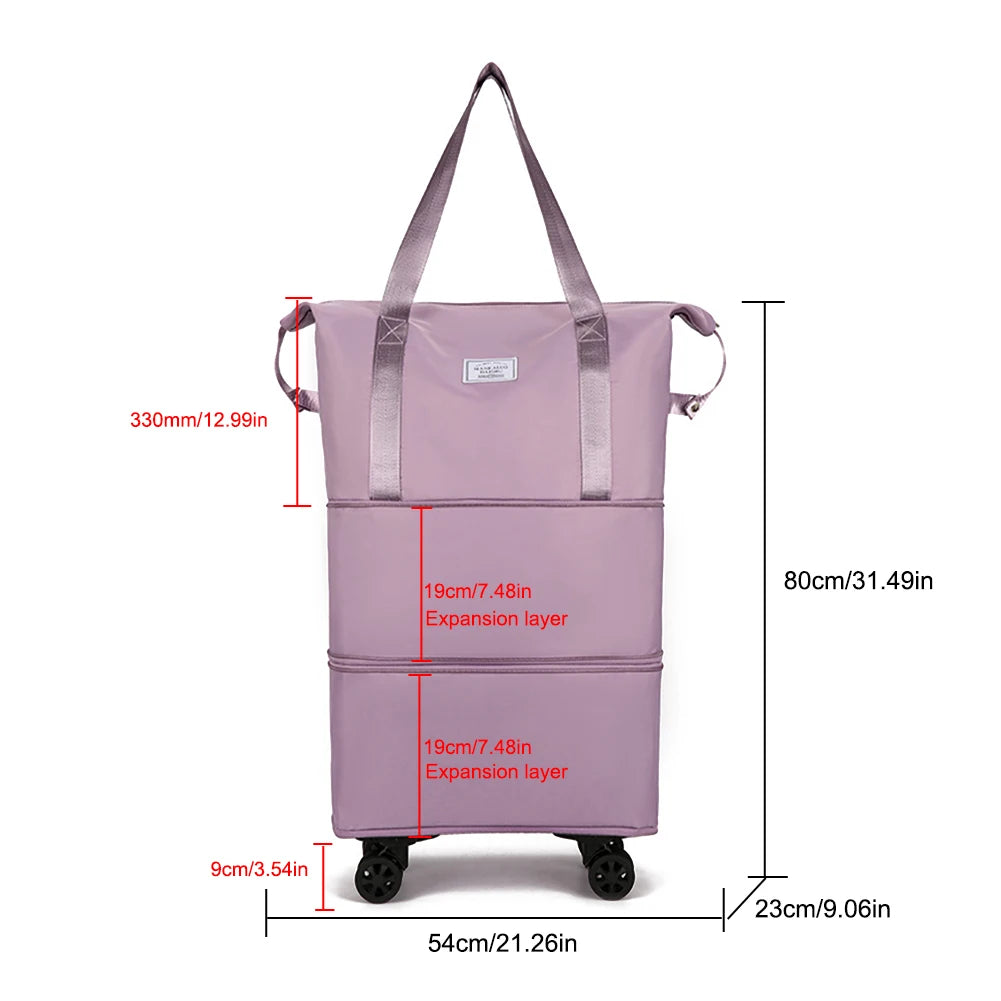Travel Bag with Wheels Expandable Travel Duffle Bag Expansion Duffle Pack Large Capacity Luggage Rolling Bag Handbag Luggage Bag