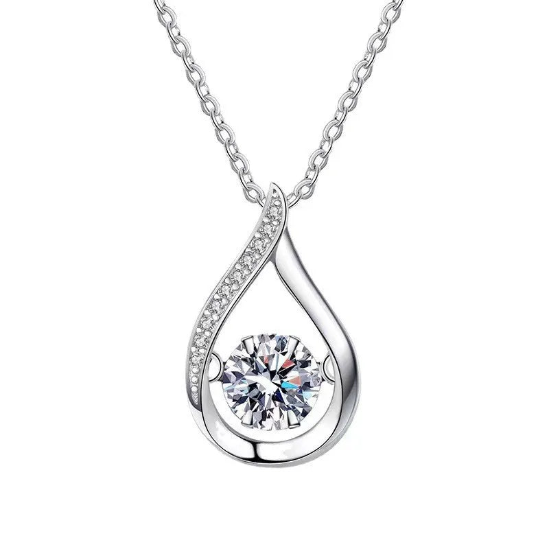 925 Sterling Silver Zircon Woman Necklace Shiny Charm Geometric Shape Pendant Choker Birthday Party Gift Exquisite Jewelry