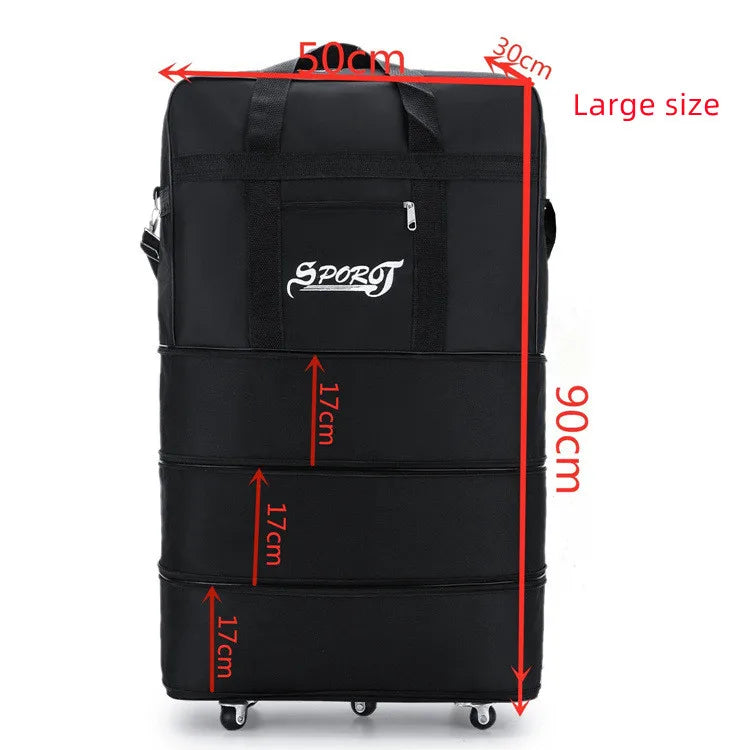 New Luggage Bag With Wheels Foldable Luggage Airline Checked Bags Oxford Large Capacity Moving Storage Bag Rolling Packing Cubes