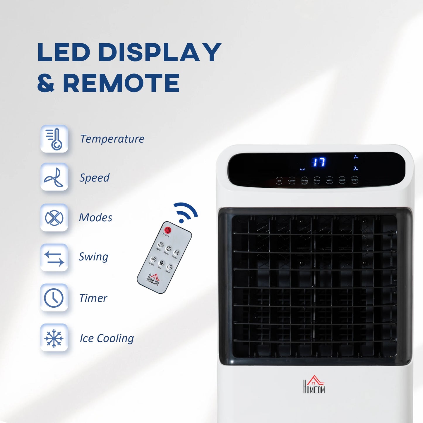 HOMCOM Mobile Air Cooler, Evaporative Ice Cooling Fan Humidifier Unit