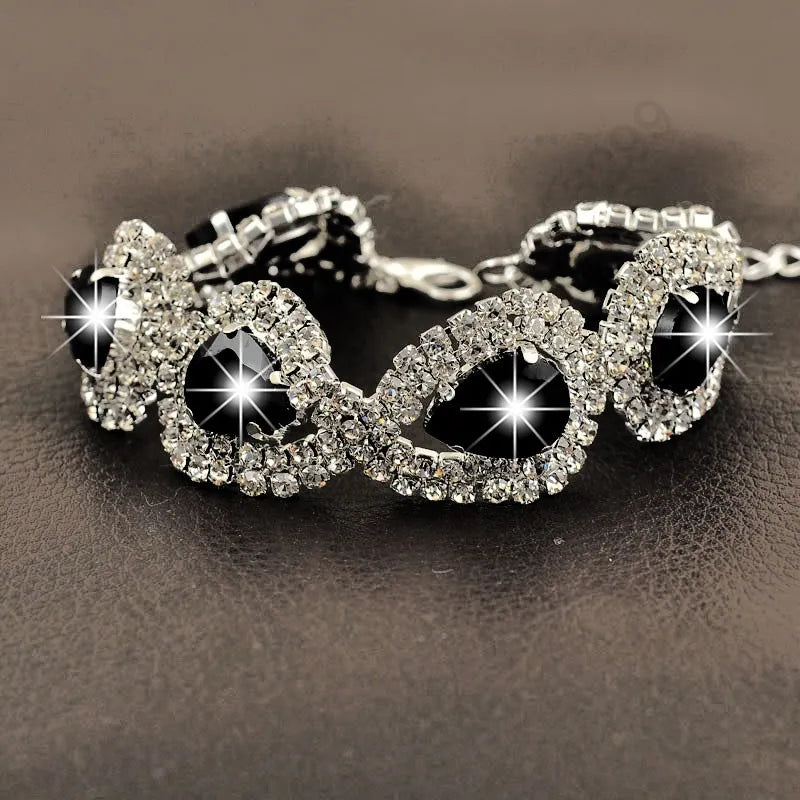 Luxury Wedding Woman Jewelry 100% 925 Sterling Silver Shiny Water Drop Element Austrian Crystal Fashion Bracelets