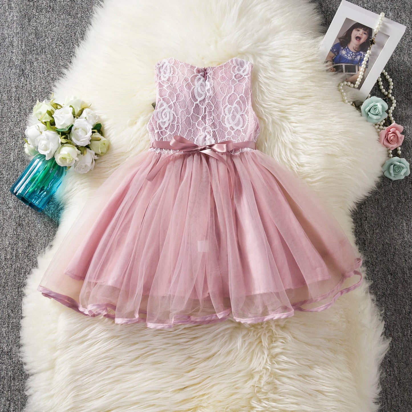 2025 New Baby Girl Dress for 2-6 Years Backless Kids Birthday Princess Dresses White Elegant Girl Wedding Party Banquet Gown