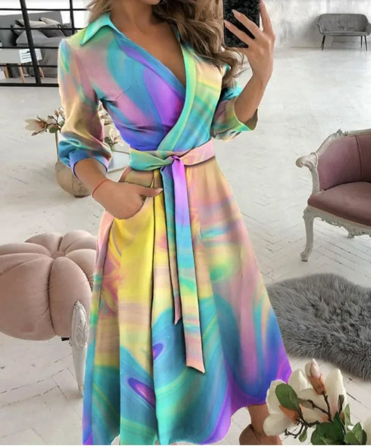 Women's Clothing Dress for Women Dress Spring Autumn Fashion Office Ruched Dress Long-sleeved V-neck Red Black Blue Bag Hip